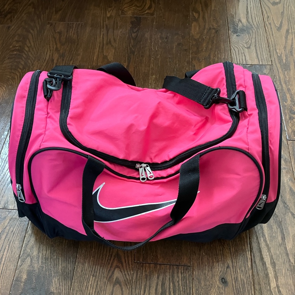 Nike Pink and Black Duffel Bag